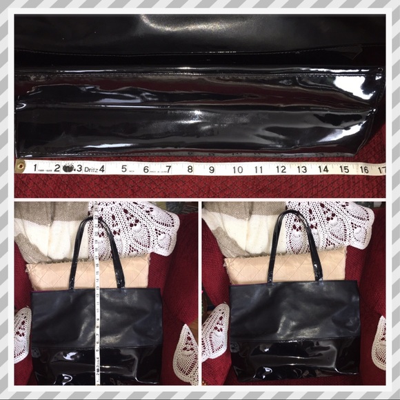 Calvin Klein Black Patent Tote Bag - Picture 2 of 4